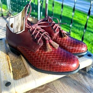 Ariat Jamie Lace Up Tassel Brown Woven Leather Dress Shoes Oxfords Roper Sz 6B